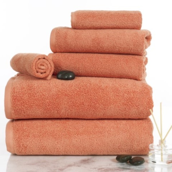 Hastings Home 6-piece 100-percent Cotton Towel Set with 2 Bath Towels, 2 Hand Towels and 2 Washcloths (Brick) 228291FGG